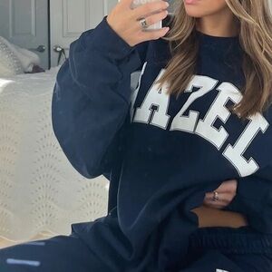 Navy Blue HAZEL Women's oversized sweatshirt/crewneck